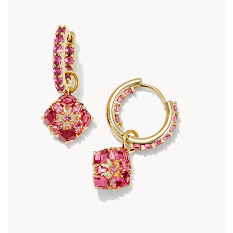 Dira Crystal Huggie Earring - Gold/Pink Mix