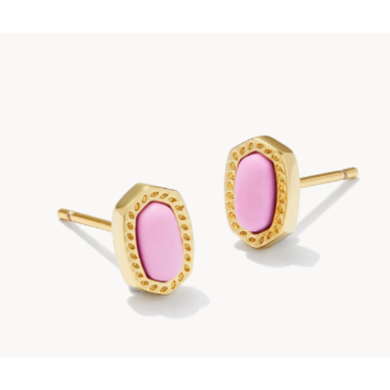 Mini Ellie Stud Earring Gold Fuschia Magnesite