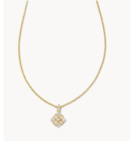 Dira Crystal Pendant Necklace Gold White Crystal