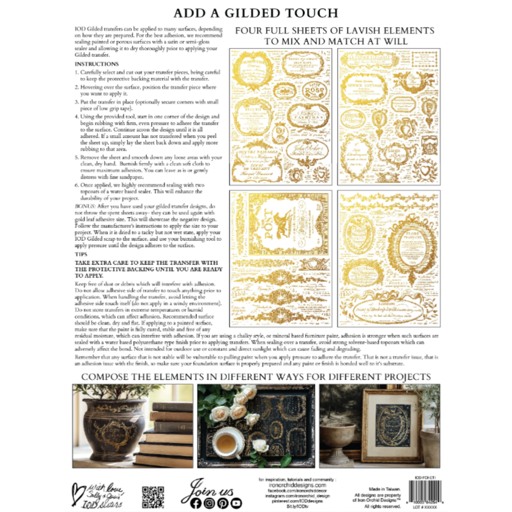 Iron Orchid Designs Etiquettes Foil Transfer