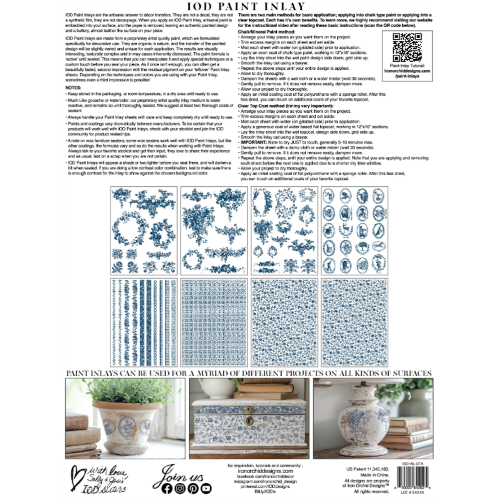 Iron Orchid Designs Delft Traditions Azure Paint Inlay