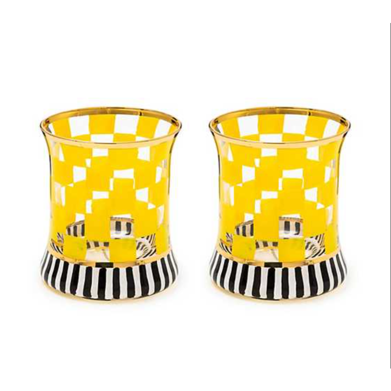 MacKenzie-Childs Carnival Yellow Tumbler Glass, Single
