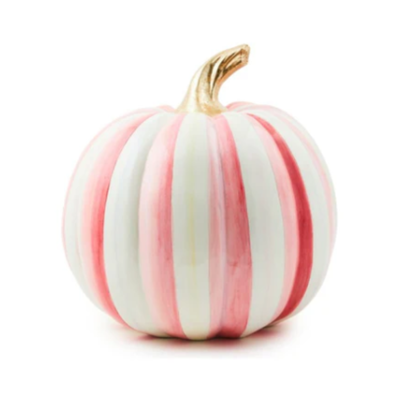 MacKenzie-Childs Bubblegum Pink Stripe Medium Pumpkin