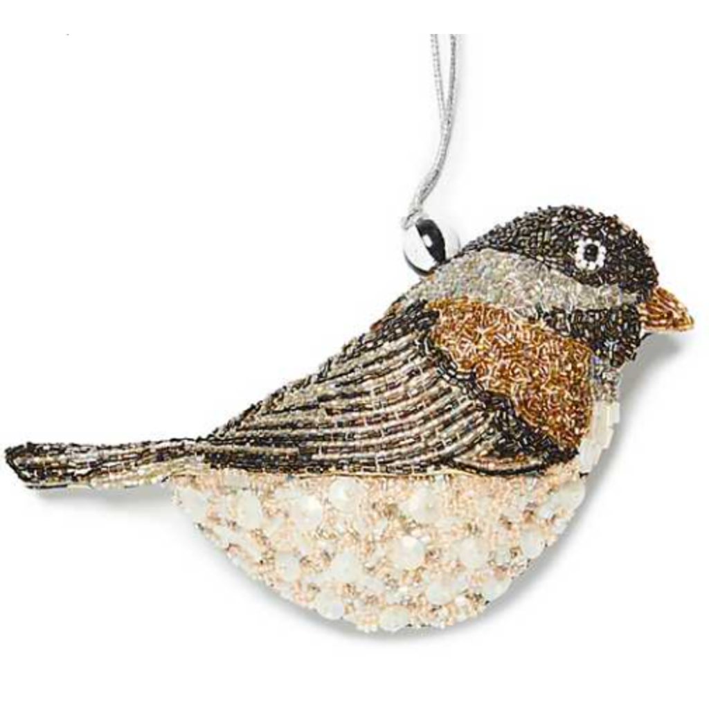 Sparrow Bird Beaded Ornament
