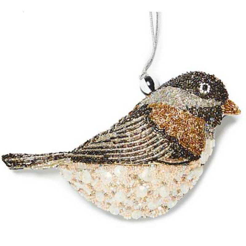 Sparrow Bird Beaded Ornament