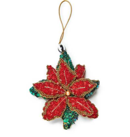 Poinsettia Beaded Ornament