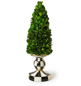 Courtly Check Small Pedestal Boxwood Tree