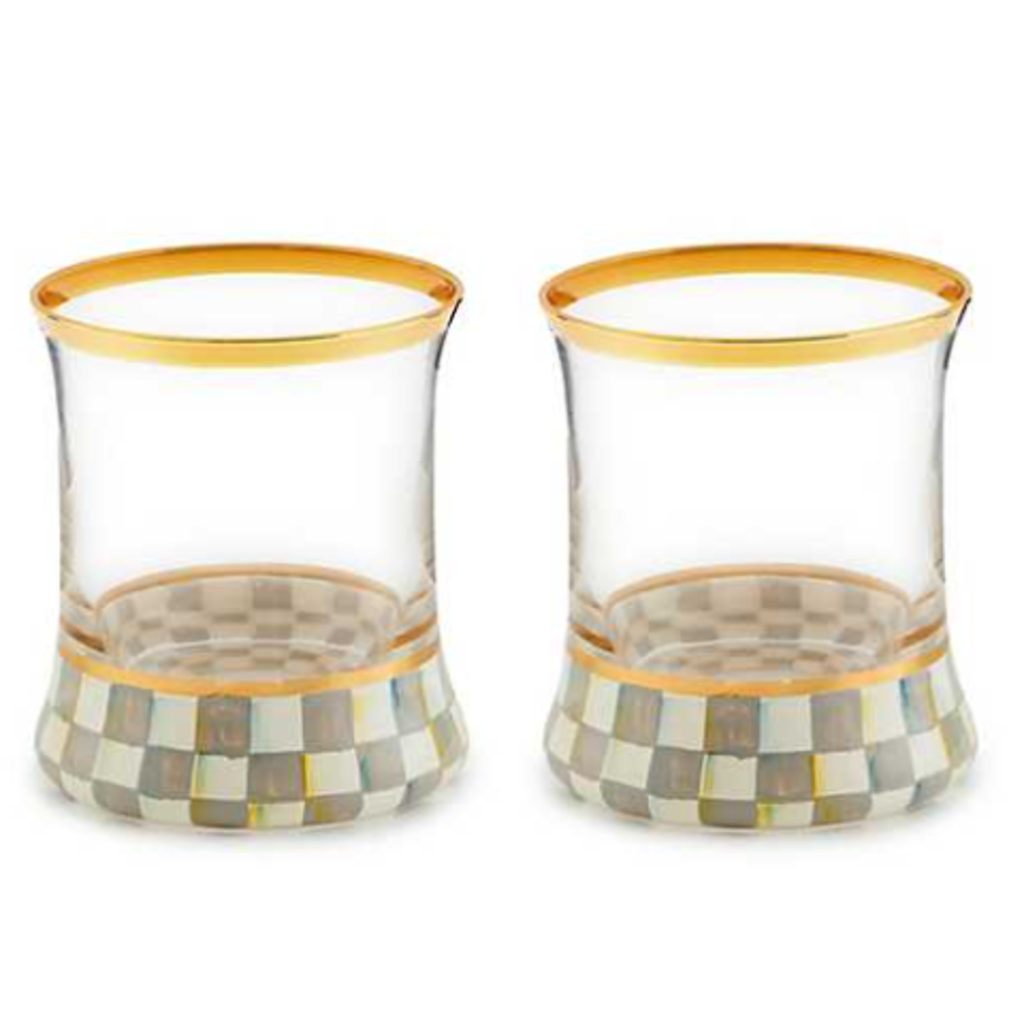 MacKenzie-Childs Sterling Check Tumbler Glass, Single