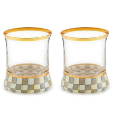 MacKenzie-Childs Sterling Check Tumbler Glass, Single
