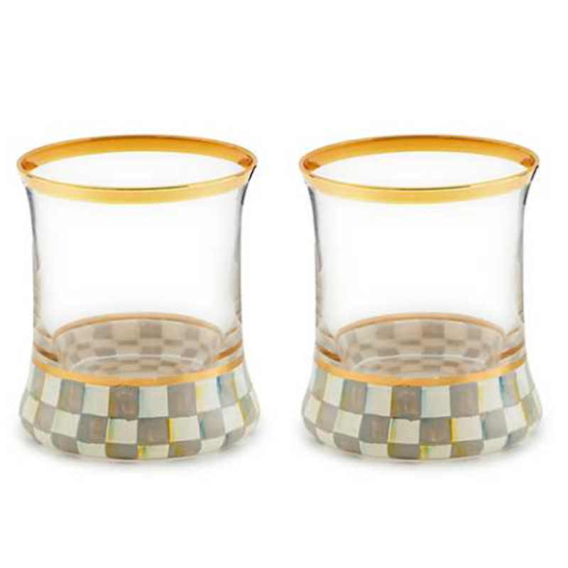 MacKenzie-Childs Sterling Check Tumbler Glass, Single
