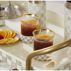 MacKenzie-Childs Sterling Check Tumbler Glass, Single