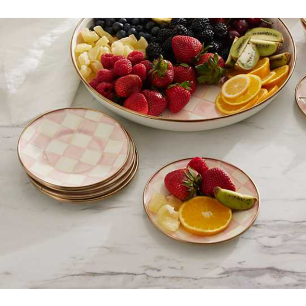 MacKenzie-Childs Rosy Check Canape/Appetizer Plate - Single