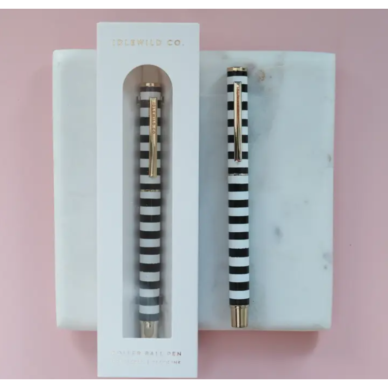 B/W Stripe Luxe Rollerball Pen