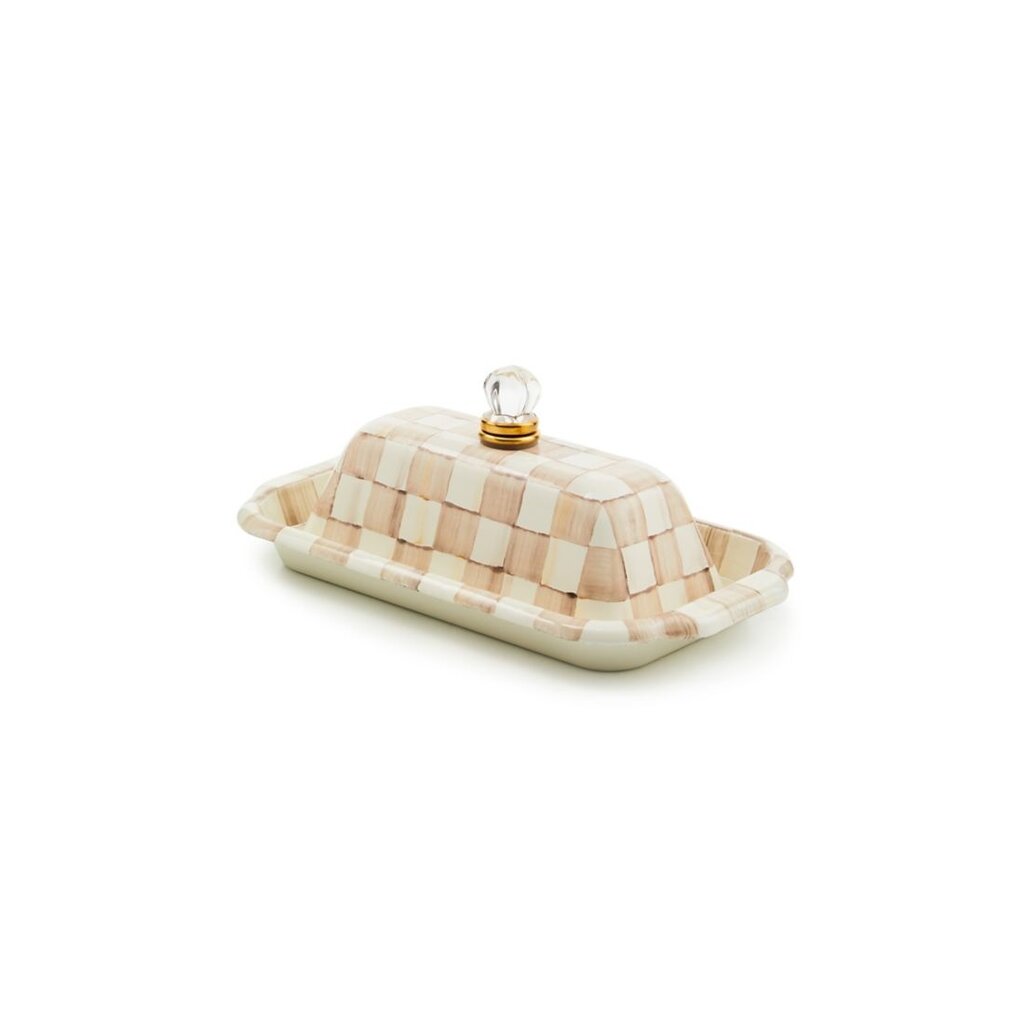 MacKenzie-Childs Mocha Check Butter Box