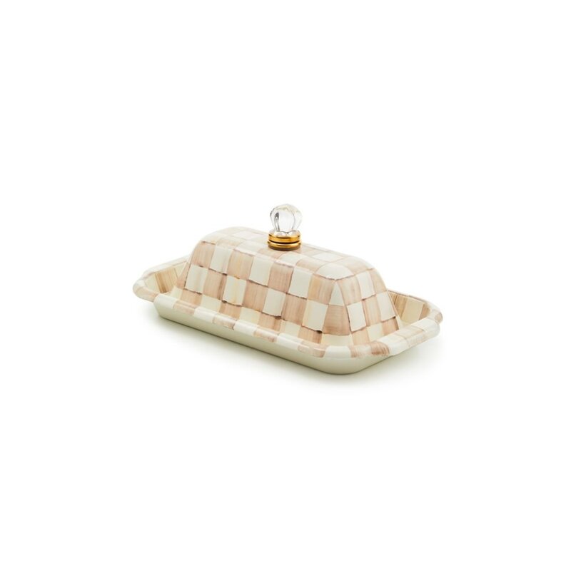 MacKenzie-Childs Mocha Check Butter Box