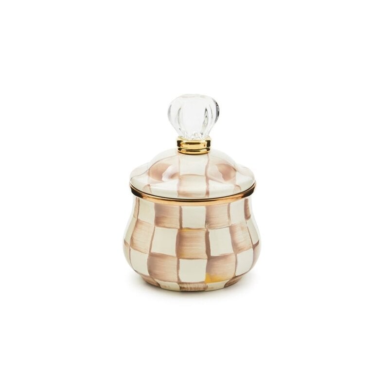 MacKenzie-Childs Mocha Check Lidded Sugar Bowl