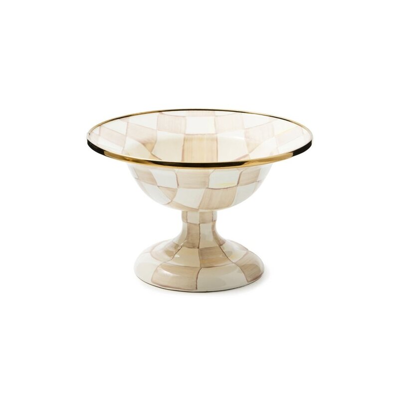 MacKenzie-Childs Mocha Check Small Compote