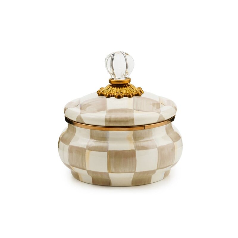 Mocha Check Squashed Pot