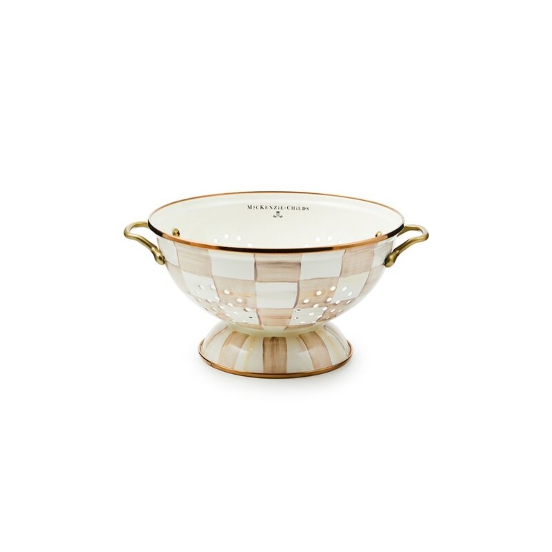MacKenzie-Childs Mocha Check Large Colander