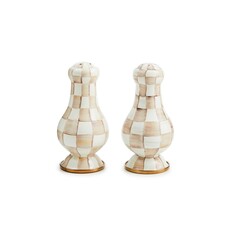 Mocha Check Large Salt & Pepper Shakers