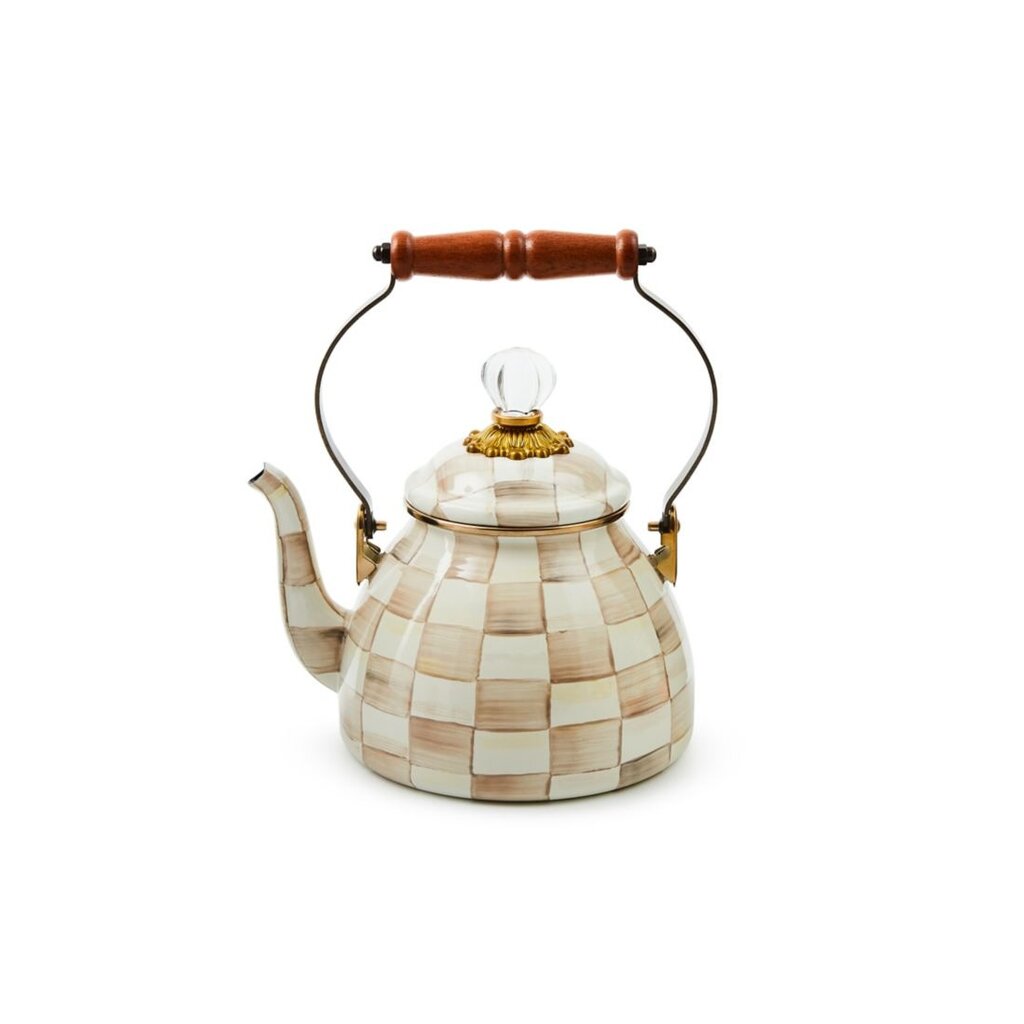 MacKenzie-Childs Mocha Check 2 Quart Tea Kettle