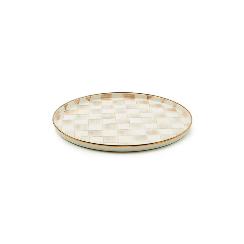 Mocha Check Round Tray