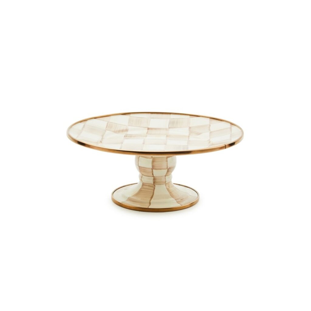 MacKenzie-Childs Mocha Check Mini Pedestal Platter