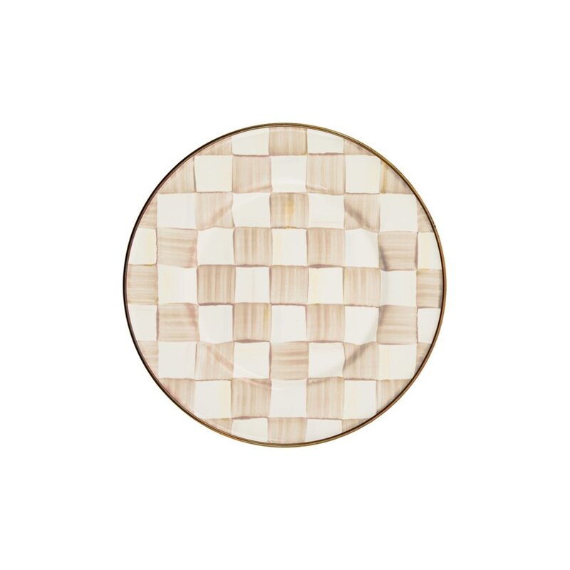 Mocha Check Salad Plate
