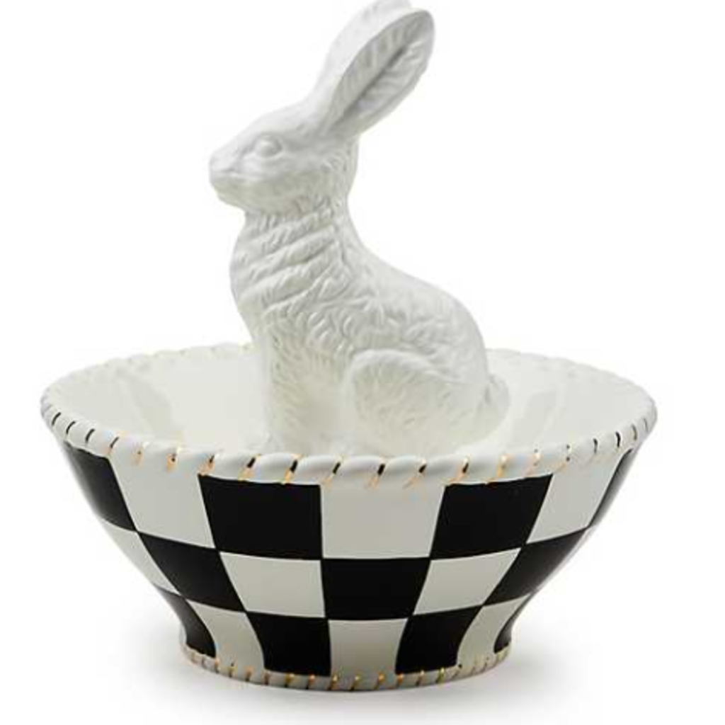 MacKenzie-Childs White Rabbit Ceramic Candy Dish