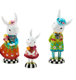 MacKenzie-Childs Calico Bunny Figures, Set of 3
