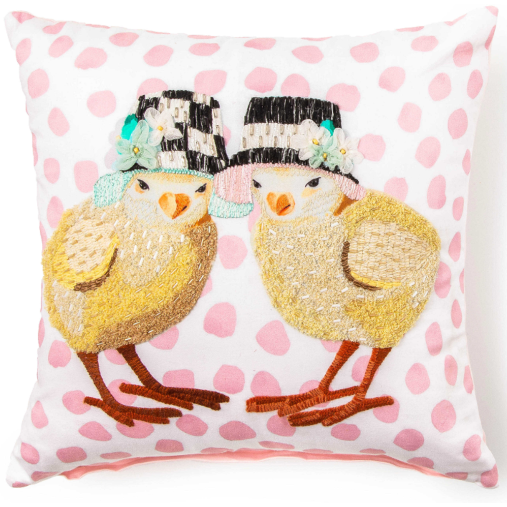 MacKenzie-Childs Spring Chicks Throw Pillow