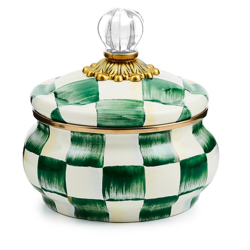 Emerald Check Squashed Pot