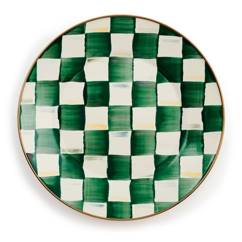 Emerald Check Dinner Plate