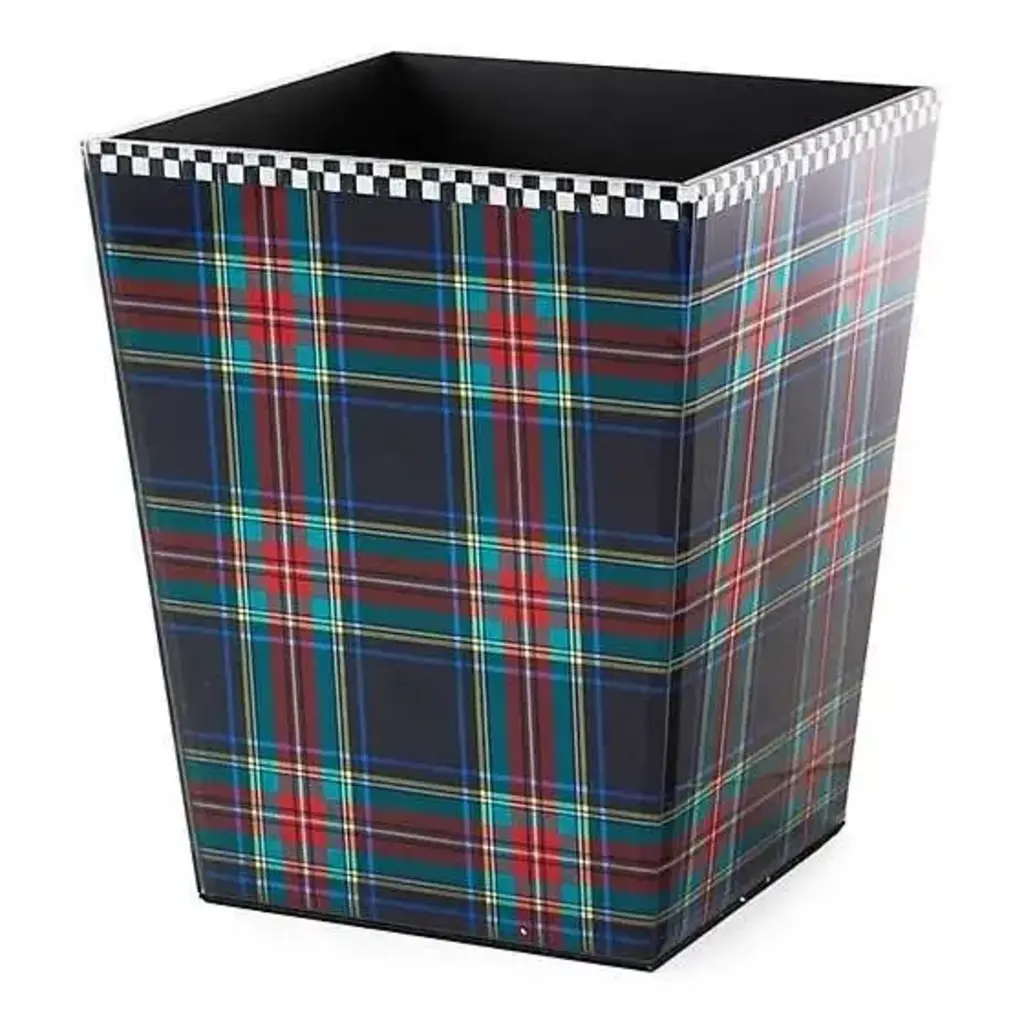 MacKenzie-Childs Tartan Black Waste Bin