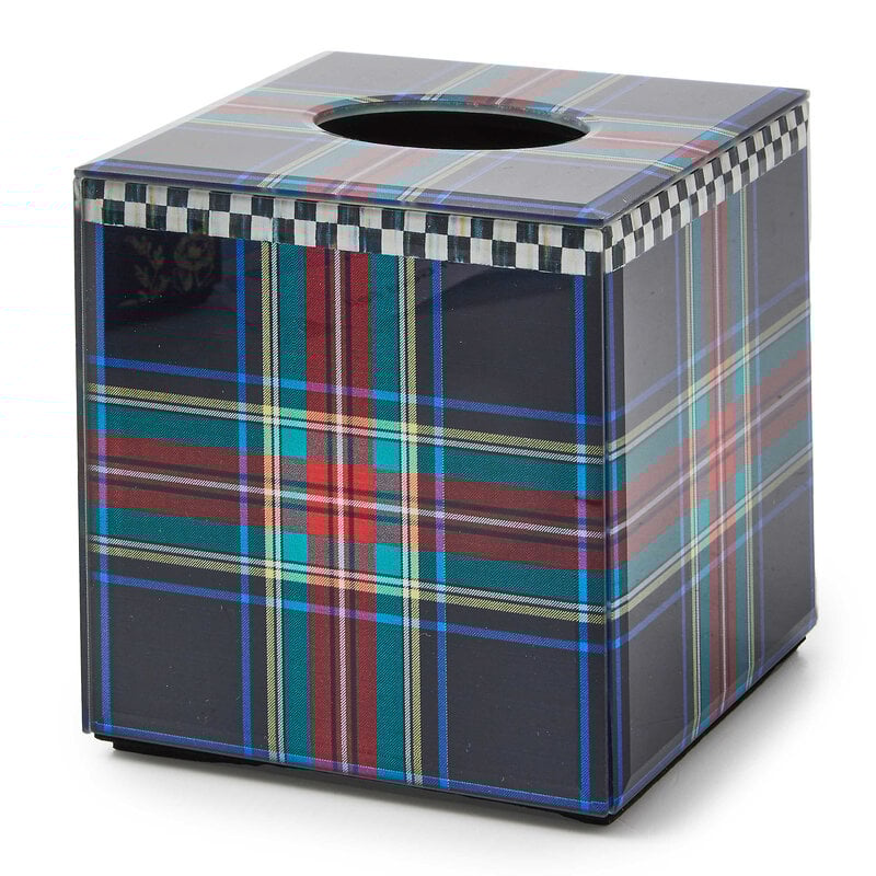 MacKenzie-Childs Tartan Black Boutique Tissue Box Cover
