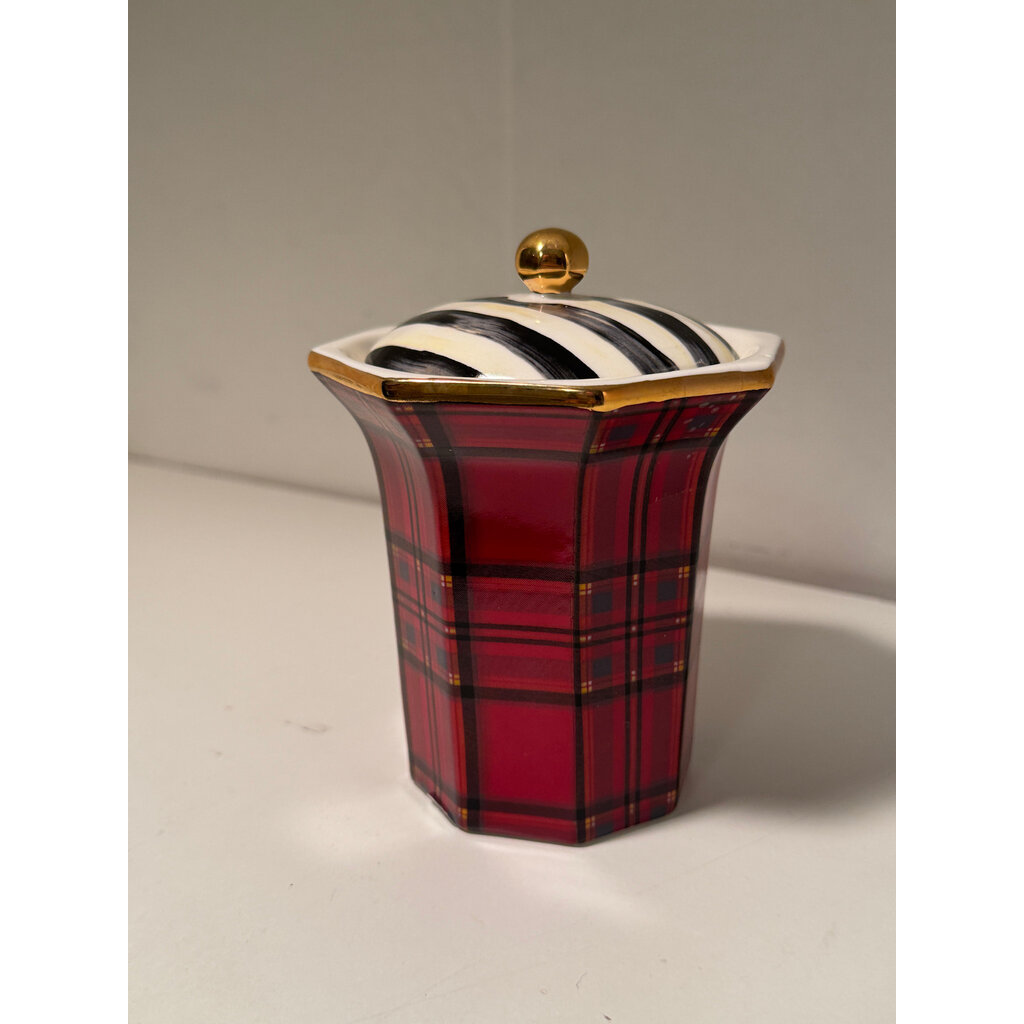 MacKenzie-Childs Tartan Cotton Box - Red
