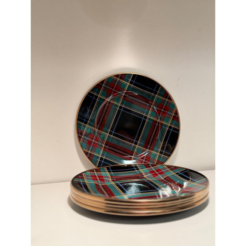 MacKenzie-Childs Tartan Black Salad or Dessert Plate