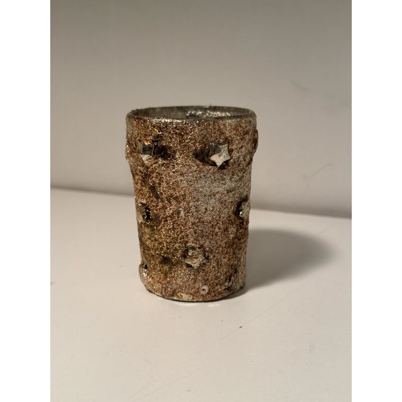 Gold Votive Holder with Embossed Stars