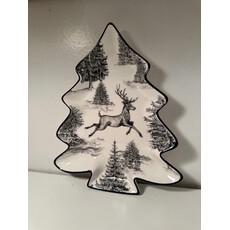Tree Shaped Black & White Plate