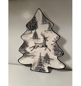 Tree Shaped Black & White Plate