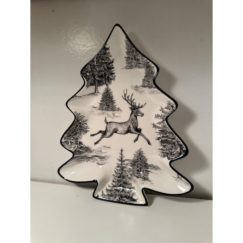 Tree Shaped Black & White Plate