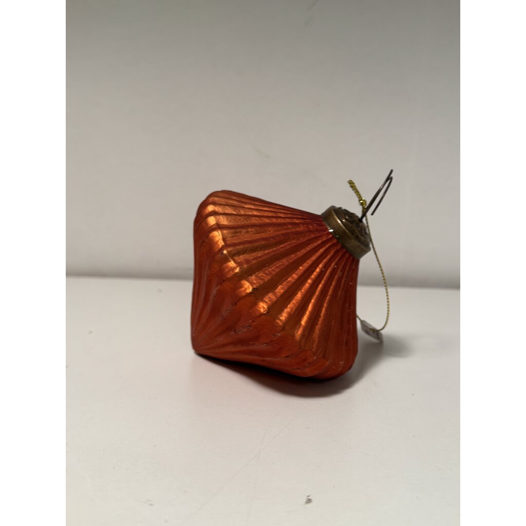 Burnt Orange Ribbed Glass Onion Ornament, Single
