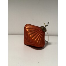 Burnt Orange Ribbed Glass Onion Ornament, Single