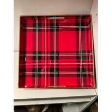 Red Plaid Square Tray (12.5" x 12.5")