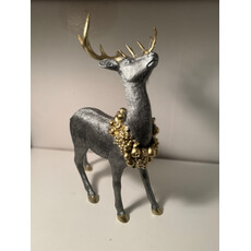 Standing Silver & Gold Deer with Wreath