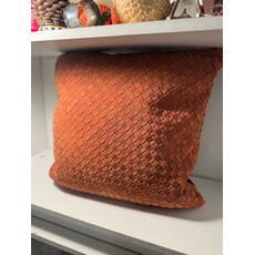 18" Brown Basketweave Hide Pillow