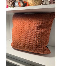 18" Brown Basketweave Hide Pillow