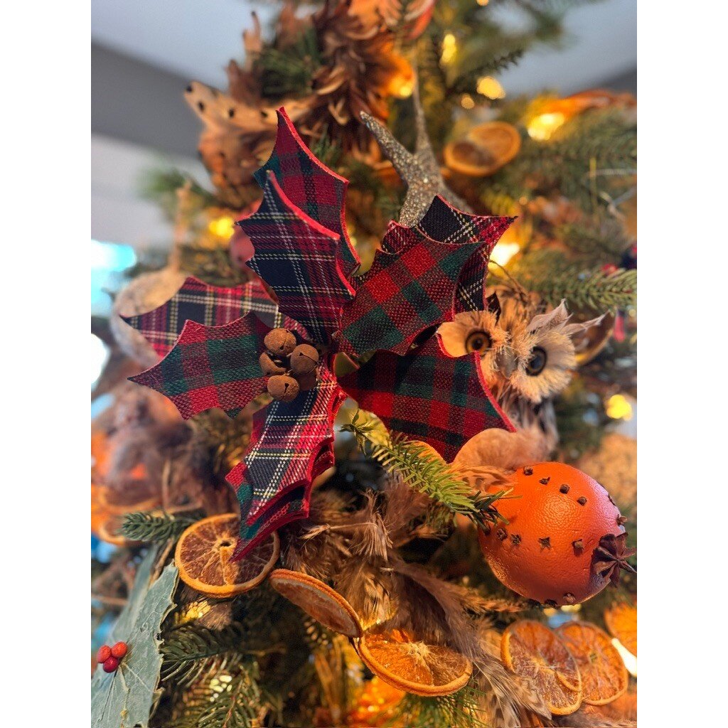 Plaid Poinsettia Pick