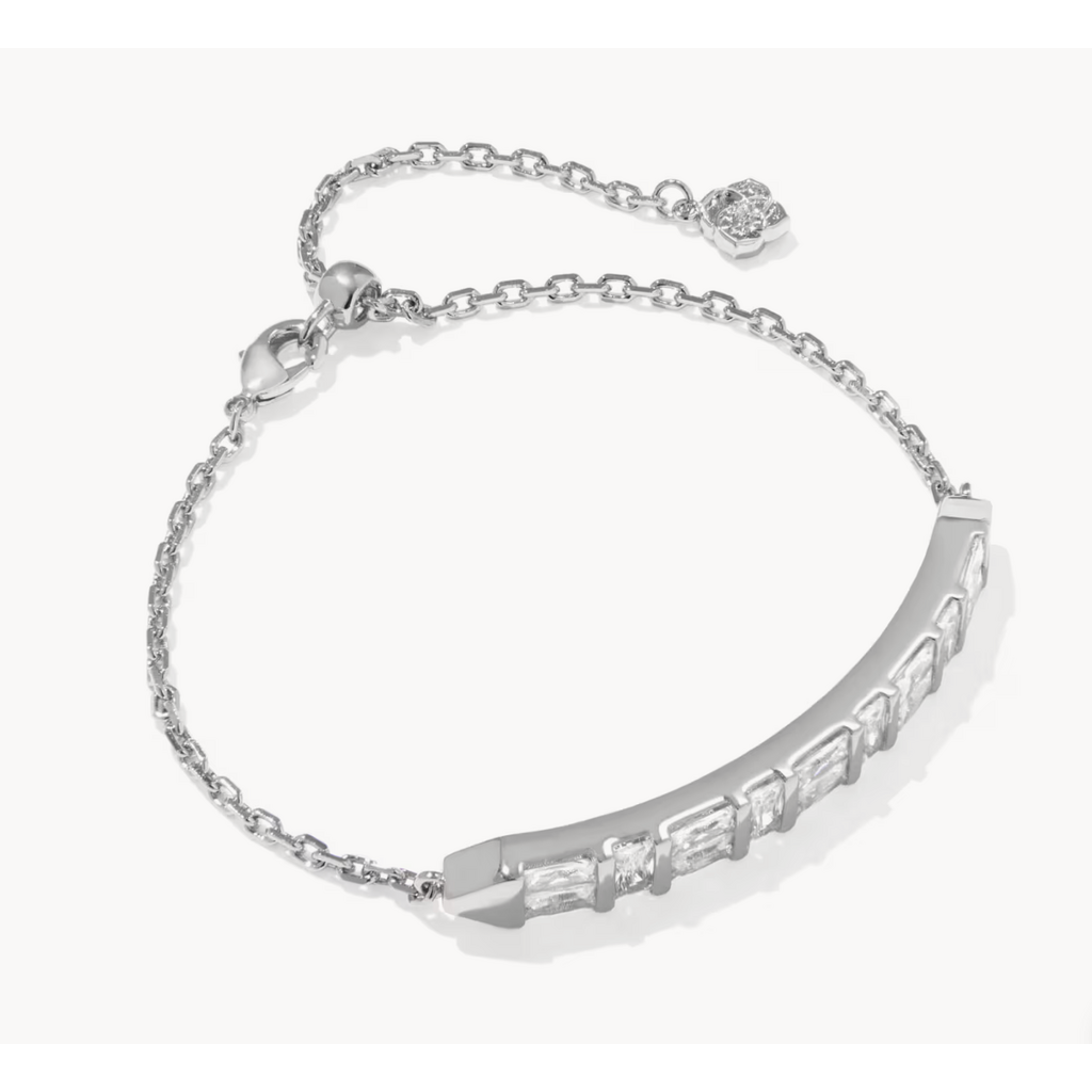 Kendra Scott Jamie Delicate Chain Bracelet Rhod Metal White CZ