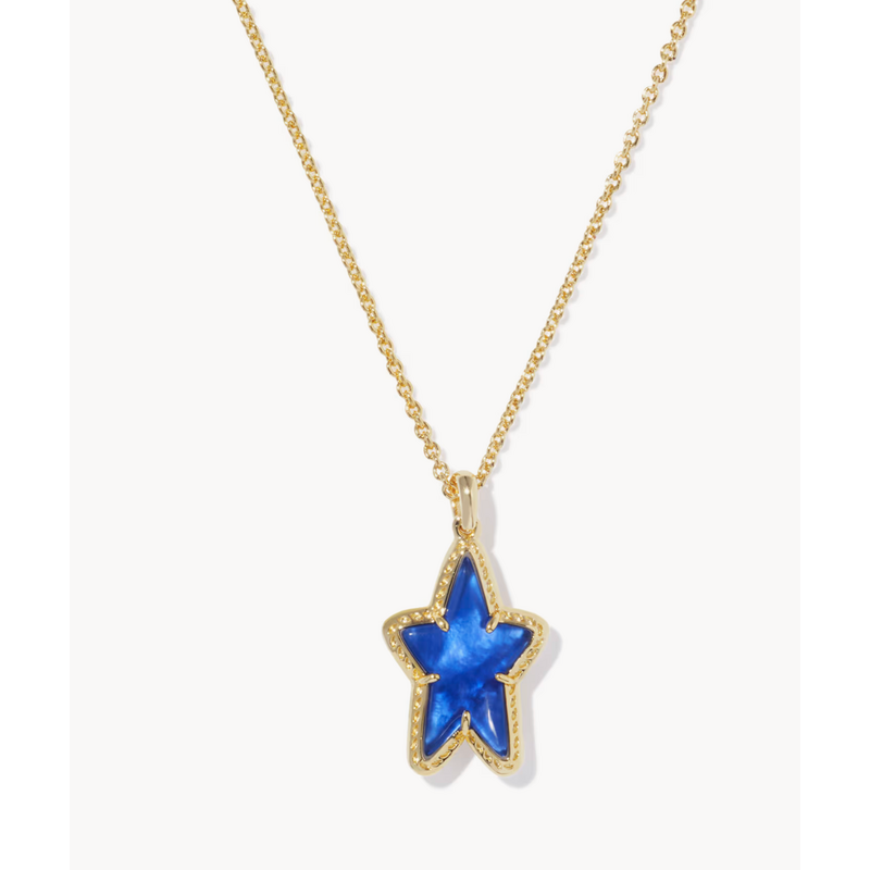 Kendra Scott Ada Star Necklace Gold Cobalt Blue Illusion